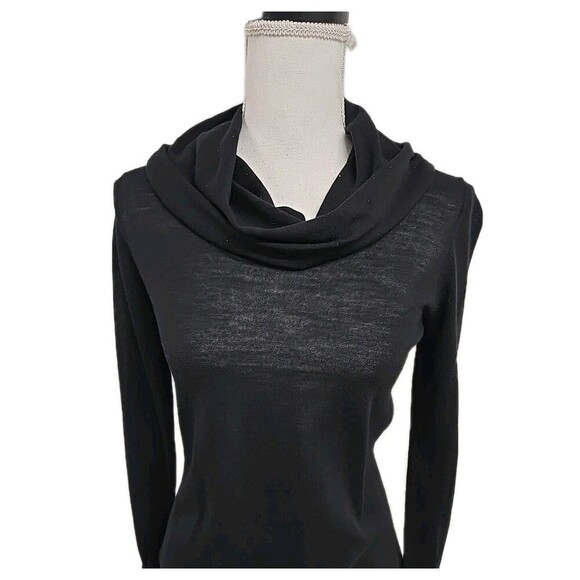Elie Tahari 100% Merino Wool Cowl Neck Long Sweater Sheer Black Women’s Size XS - Picture 2 of 11